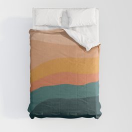 Waves On Sunset Hill | Waves Texture Design Comforter