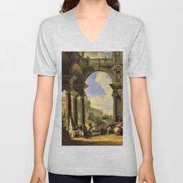 Giovanni Paolo Panini's Masterpiece: The Wedding at Cana, circa 1725 V Neck T Shirt