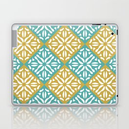 Porto Tiles Inspired Pattern Light Petroleium and Mustard Laptop Skin