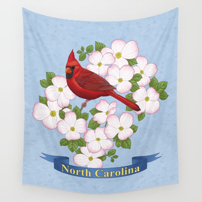 North Carolina State Bird and Flower Wall Tapestry
