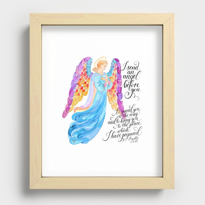 Guardian Angel, bible verse from Exodus 23:20 Recessed Framed Print