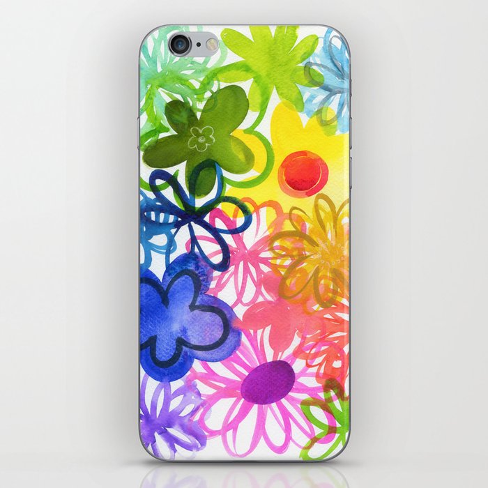 rainbow flowers iPhone Skin