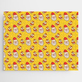 Christmas Pattern Yellow Red Santa Snowman Jigsaw Puzzle