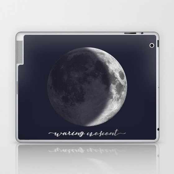 Waxing Crescent Moon on Navy - English Laptop & iPad Skin