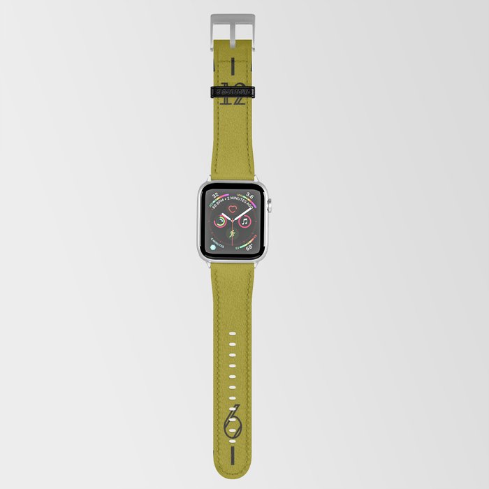 Simple Dark Yellow Wall Clock With Black Numbers Apple Watch Band