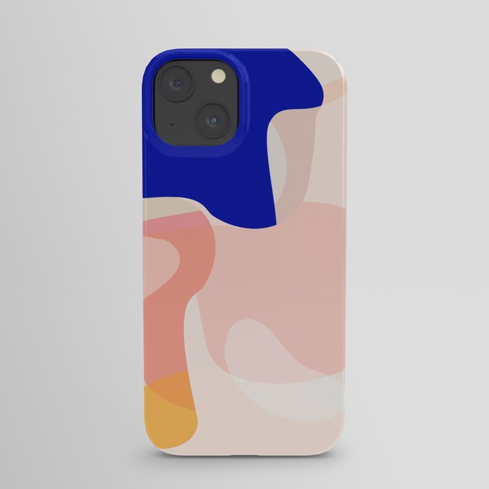 Modern Abstract Peach Pink Navy Blue Yellow Pattern iPhone Case