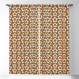 Bold And Funky Flower Smileys Pattern (Ginger Bread BG color) Blackout Curtain