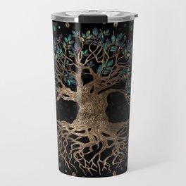 Tree of life -Yggdrasil Golden and Marble ornament Travel Mug