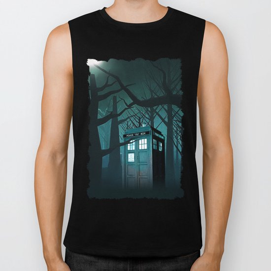 Tardis in the Forest of The Night Biker Tank