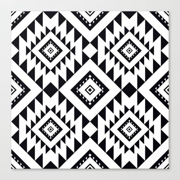 Black and white tartan plaid Canvas Print