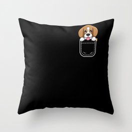 Cute Kawaii Dog Puppy Beagle In Pocket Throw Pillow