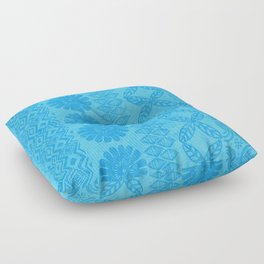 Vintage Hawaiian print in baby blue Floor Pillow