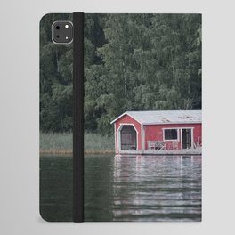 Red Cottage next to Calm Water Lake Finland iPad Folio Case