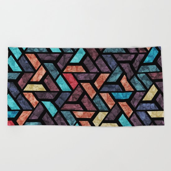 Seamless Colorful Geometric Pattern XV Beach Towel