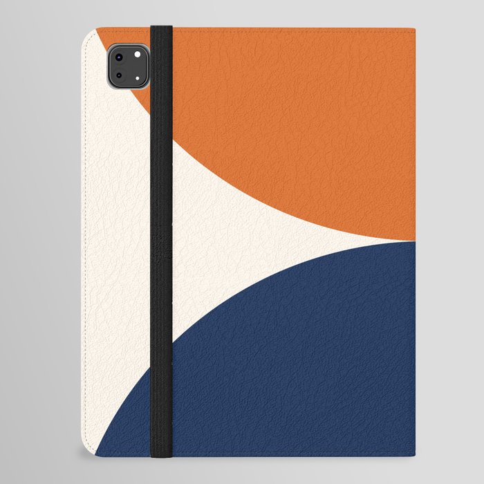Abstraction Shapes 116 in Navy Blue Orange (Moon Phase Abstract)  iPad Folio Case
