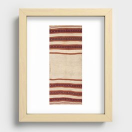 Antique Afghan Ivory Kilim Carpet Vintage Earth Tone Rug Recessed Framed Print