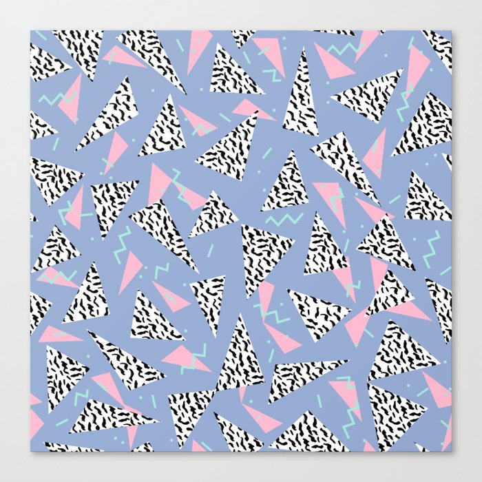 Trendy triangles geometric pop pattern pink black and white minimal gifts Canvas Print