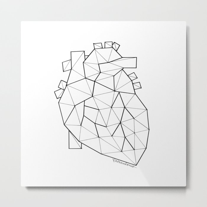 Minimal Crystal Heart Anatomy Metal Print By Andreajoosart Society6