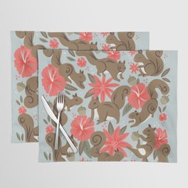 Squirrels & Blooms – Russet & Coral Placemat