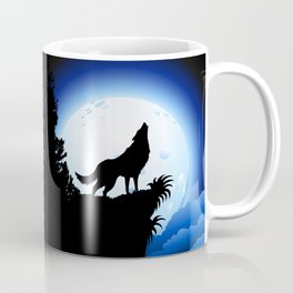 Wolf Howling at Blue Moon Coffee Mug