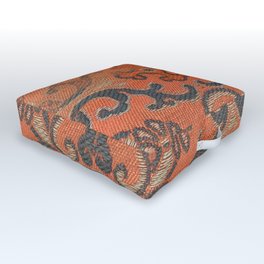 Vintage Distressed Terra Cotta Boho Woven Textile Outdoor Floor Cushion