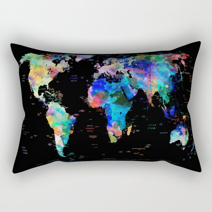 world map political watercolor Rectangular Pillow