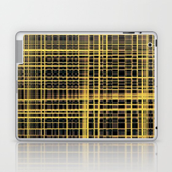 Yellow And Brown Check Optical illusion Pattern Laptop & iPad Skin
