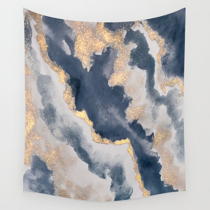 All that Shimmers – Gold + Navy Geode Wall Tapestry