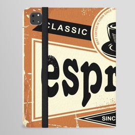 Authentic Italian espresso vintage tin sign advertise. Coffee poster. Drinks vintage illustration.  iPad Folio Case