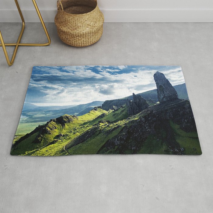 Scottish Highlands Lush Green Hills & Exotic Boulders Rug by DEC02