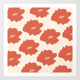 Abstract Daisies Salmon-Colored Art Print