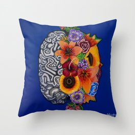 Flowery Brain Throw Pillow