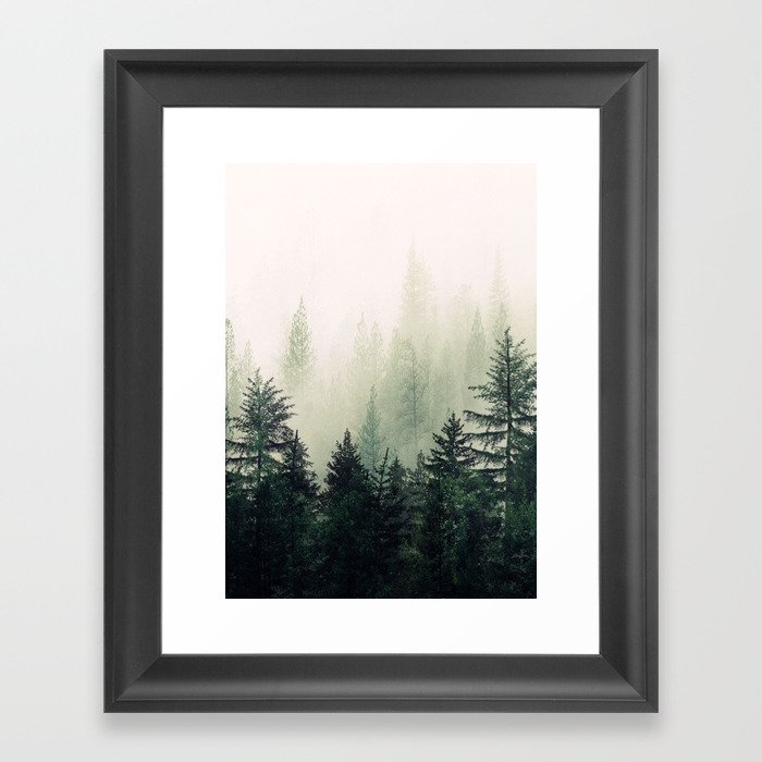 Foggy Pine Trees Framed Art Print