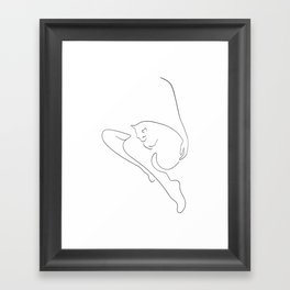 Girl with a sleeping cat Framed Art Print