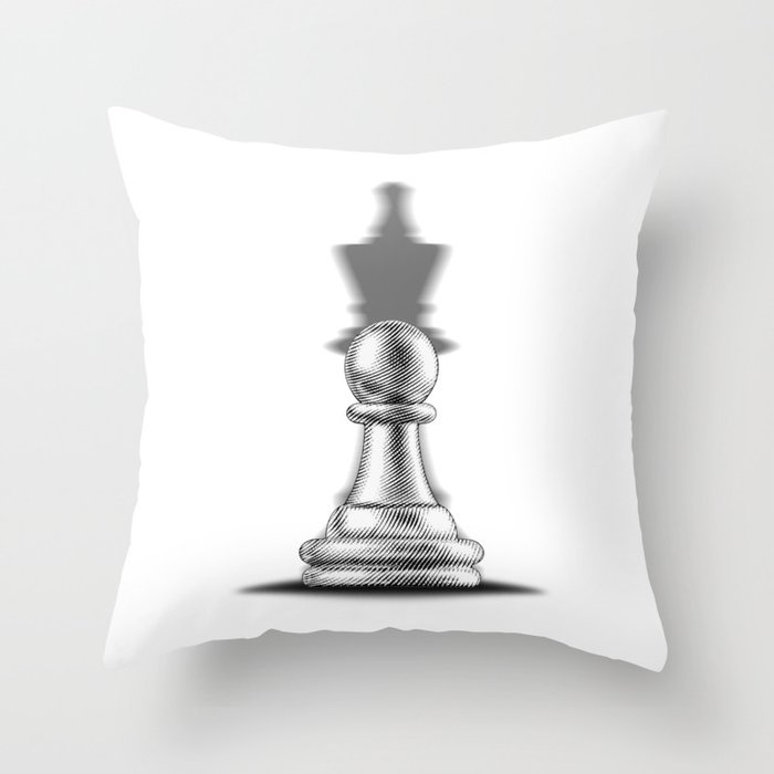 Pawn with a king shadow Throw Pillow