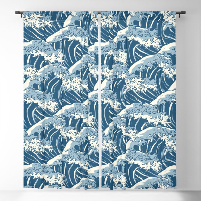 Sea Waves Pattern For Deco In The Apartment Blackout Curtain