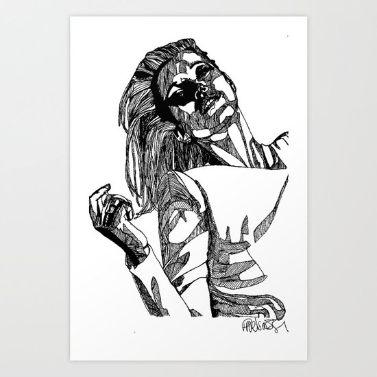 B&W Fashion Illustration - Kate Art Print