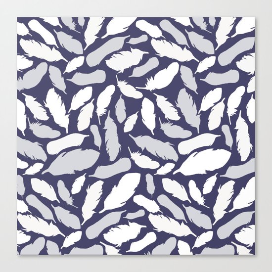 Feather Pattern Blue Canvas Print