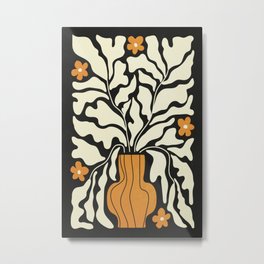Golden Vase 02 | Summer Bloom: Matisse Night Edition Metal Print | Matisse, Tropical, Leaf, Botanical, Summer, Autumn, Leaves, Vase, Modern, Pop 