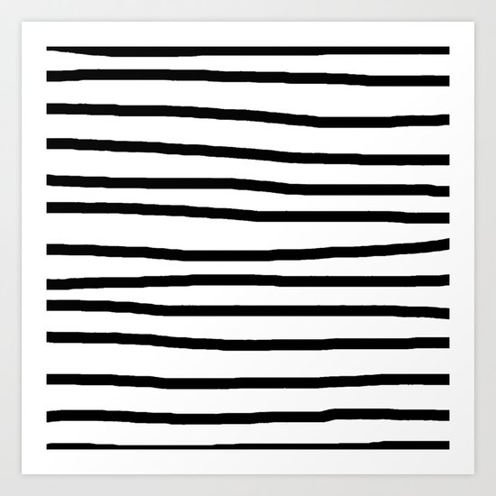 Simply Drawn Stripes in Midnight Black Art Print