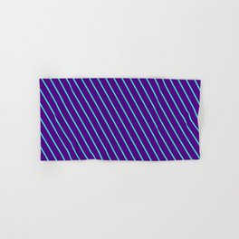 [ Thumbnail: Turquoise & Indigo Colored Lines Pattern Hand & Bath Towel ]