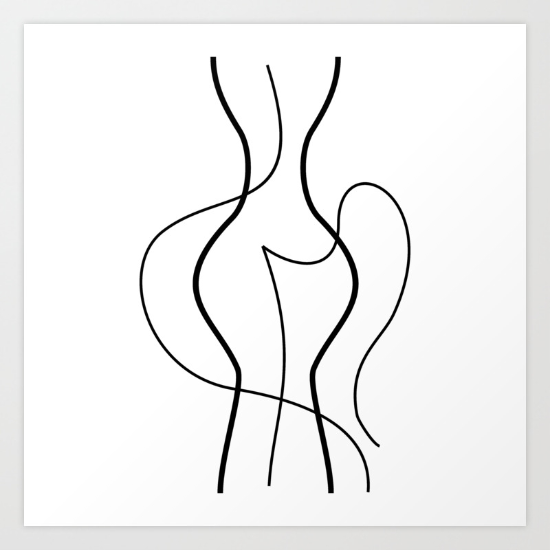 Minimal Line Art Woman Body Society6 Tapestry Stickers