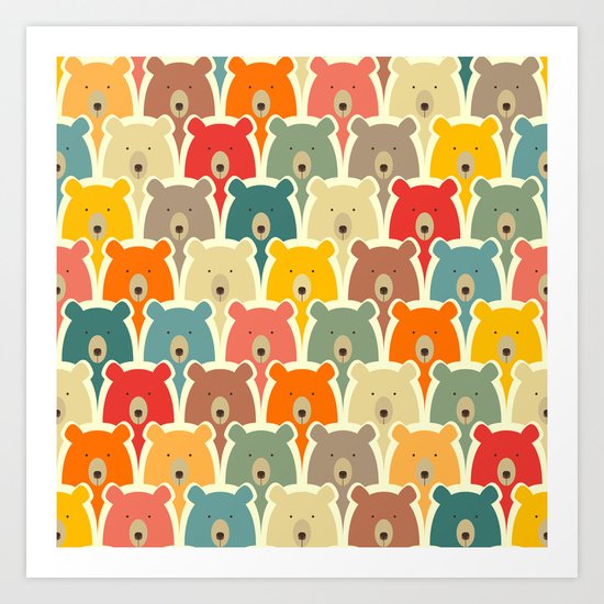 Bears cartoon pattern Art Print