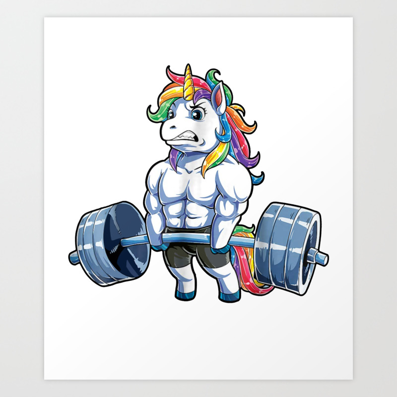 Unicorn Weightlifting T Shirt Fitness Gym Deadlift Art Print By