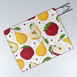 Colorful seamless pattern with ripe yellow pears and red apples Picnic Blanket