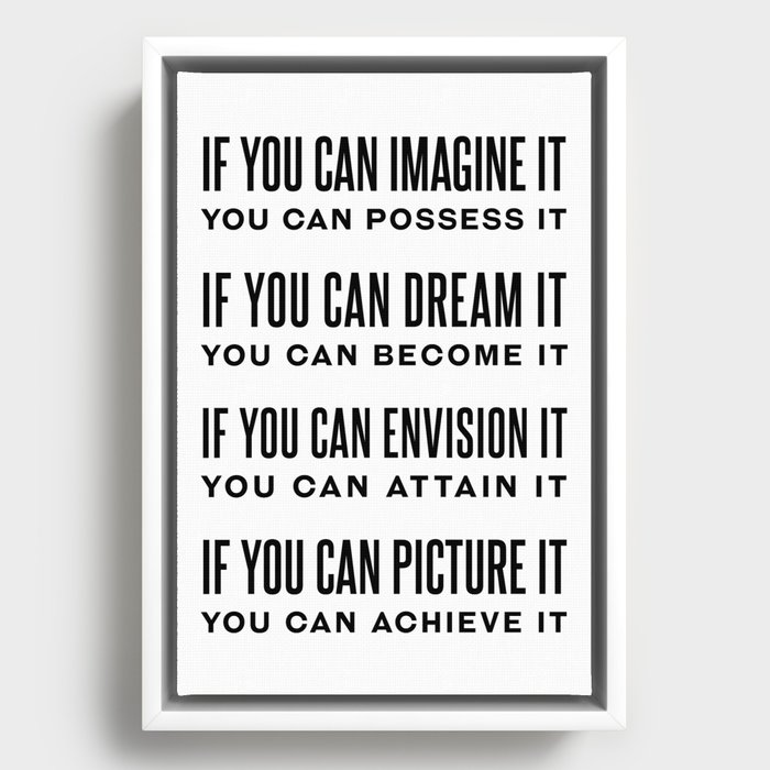If You Can Imagine It - William Arthur Ward Quote - Literature - Typography Print Framed Canvas