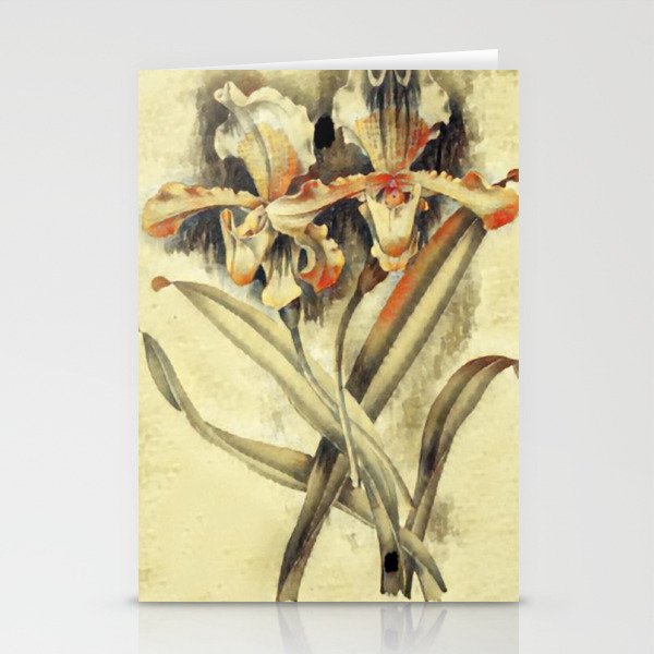 Couple Beige Orchids Stationery Cards