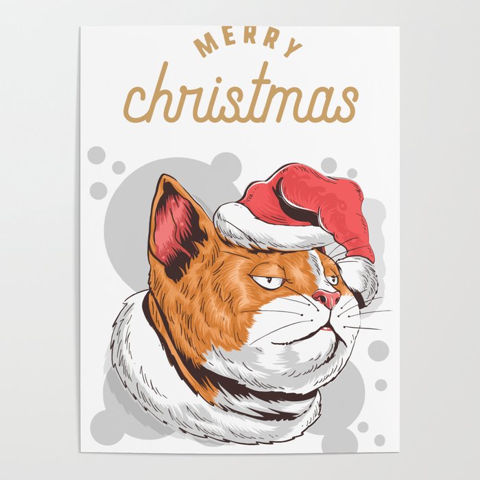 Lazy Christmas Cat Poster