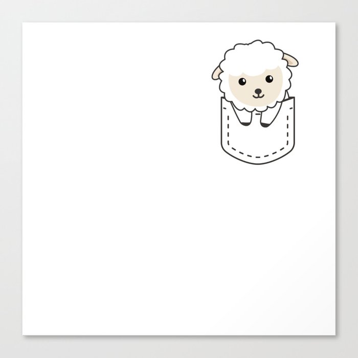 Sheep In Pocket Cute Sheep In Breast Pocket Canvas Print