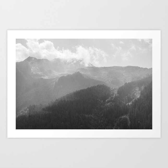 Black and white mountain view - Les Trois Vallees France - Travel photography Art Print
